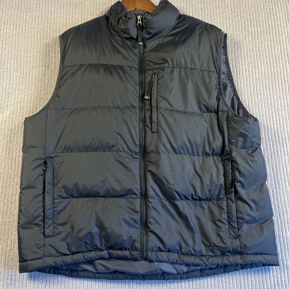 LL Bean Goose Down Puffer Vest Men's XL‎ Black Nylon